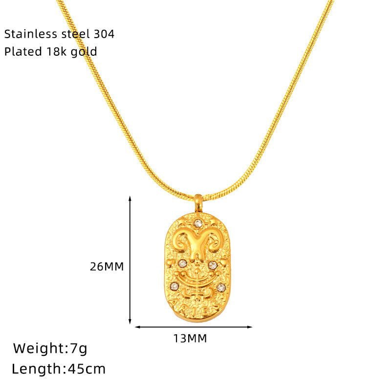 Golden Zodiac Medallion Necklace – 18K Gold Plated