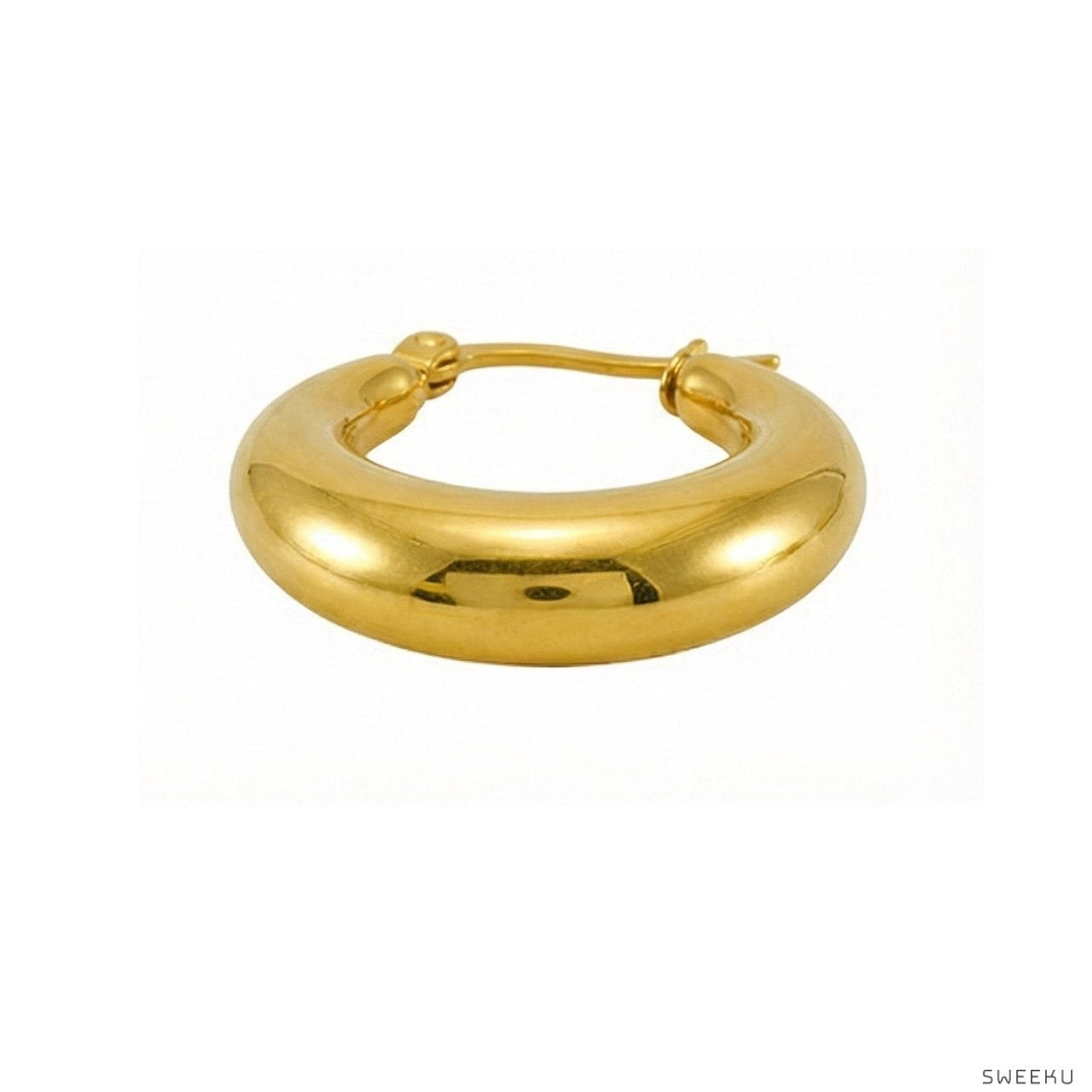 Sculptural Dome Huggie Gold Hoops