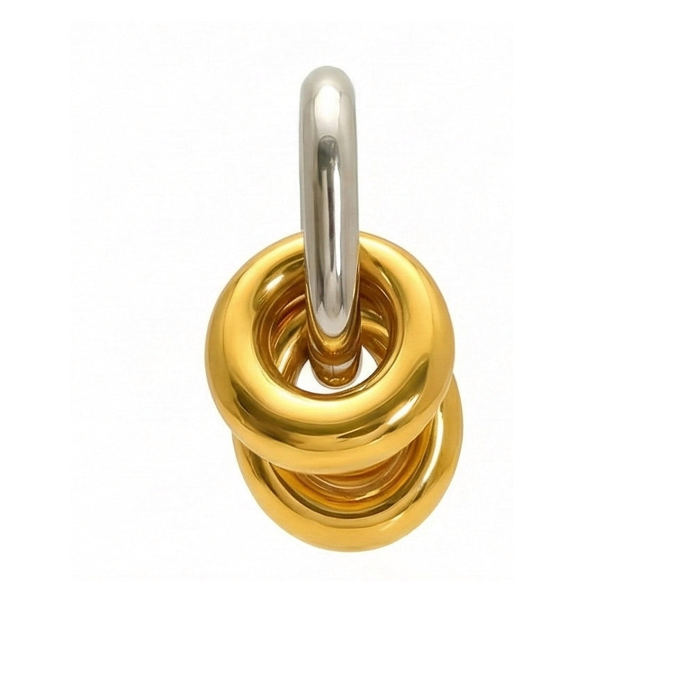 Mixed Metal Cluster Gold Drop Earrings