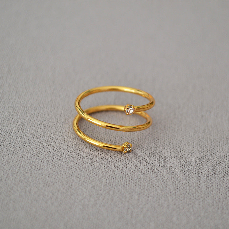 Minimalist Spiral Wrap CZ Ring