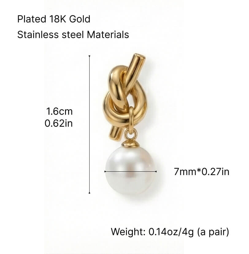 Sculptural Knot Pearl Drop Earrings