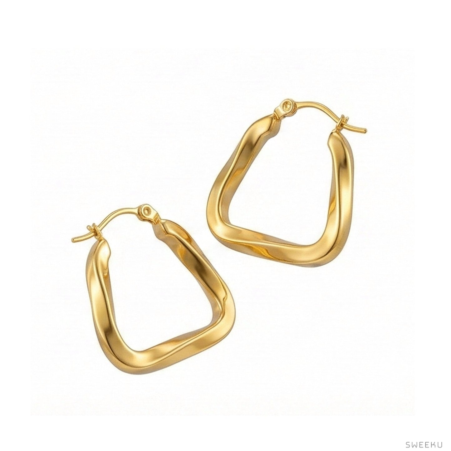 Twisted Geometric Gold Hoops - Modern & Sculptural