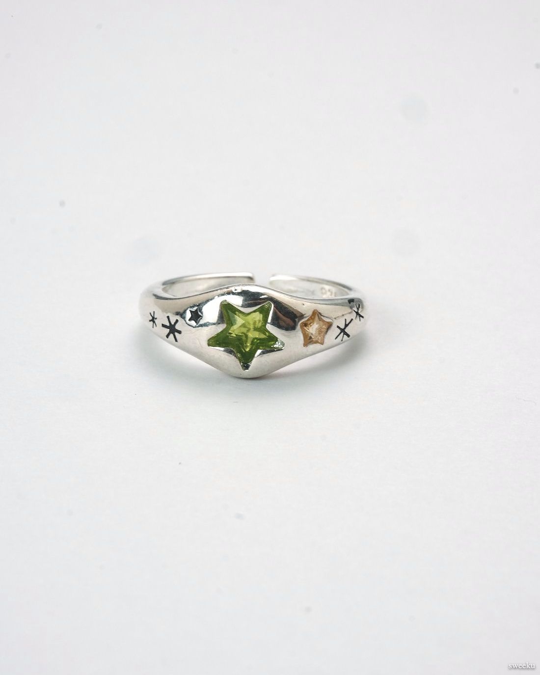 Nova Spectrum Ring Set with colorful gemstones on silver bands