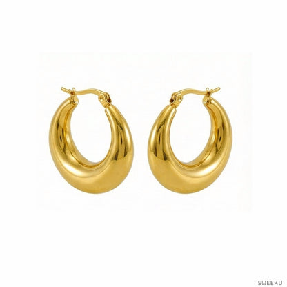 Sculptural Dome Huggie Gold Hoops