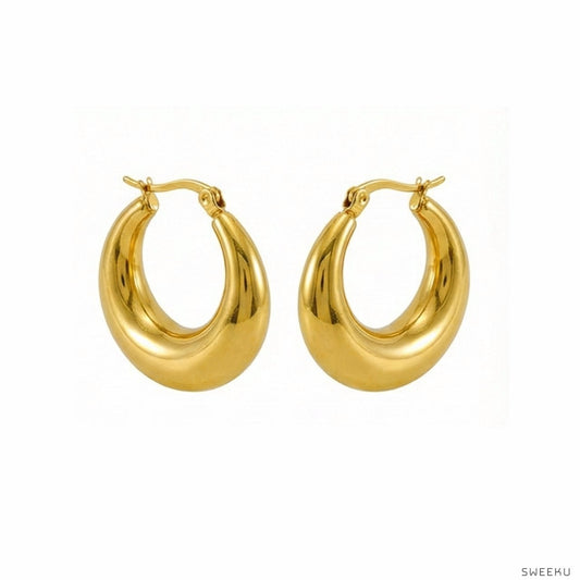 Sculptural Dome Huggie Gold Hoops