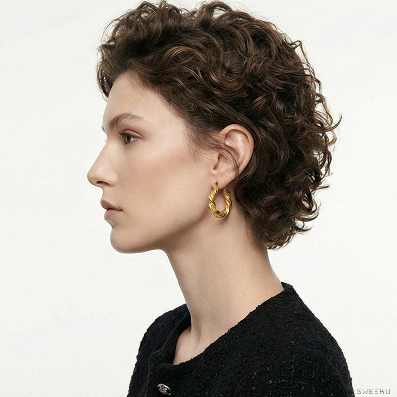 Classic Braided Rope Gold Hoops