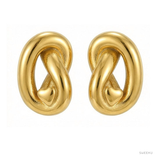 Sculptural Infinity Love Knot Gold Studs