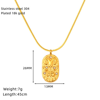 Golden Zodiac Medallion Necklace – 18K Gold Plated