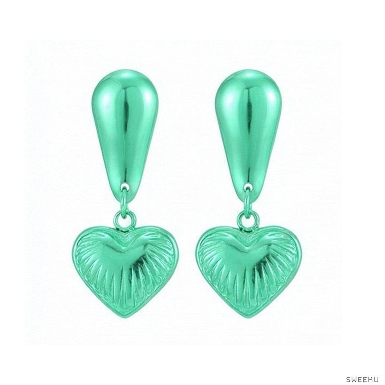 Vintage Puffy Heart Gold Drop Earrings