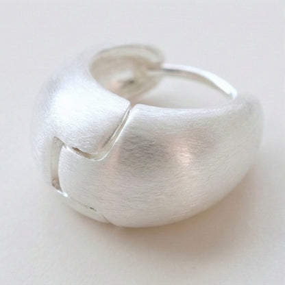 Matte Dome Huggie Silver Hoops - Brushed Finish