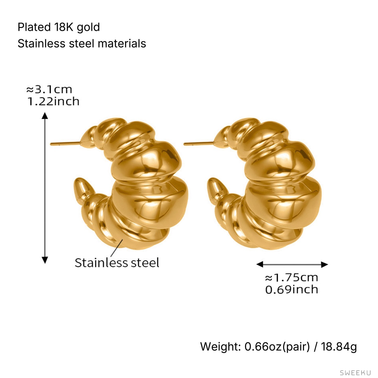 Parisian Croissant Gold Hoops