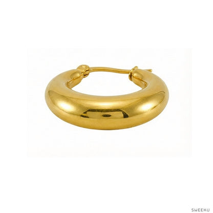 Sculptural Dome Huggie Gold Hoops