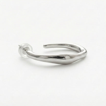 Fluid Organic Silver C-Hoops - Sculptural & Minimalist