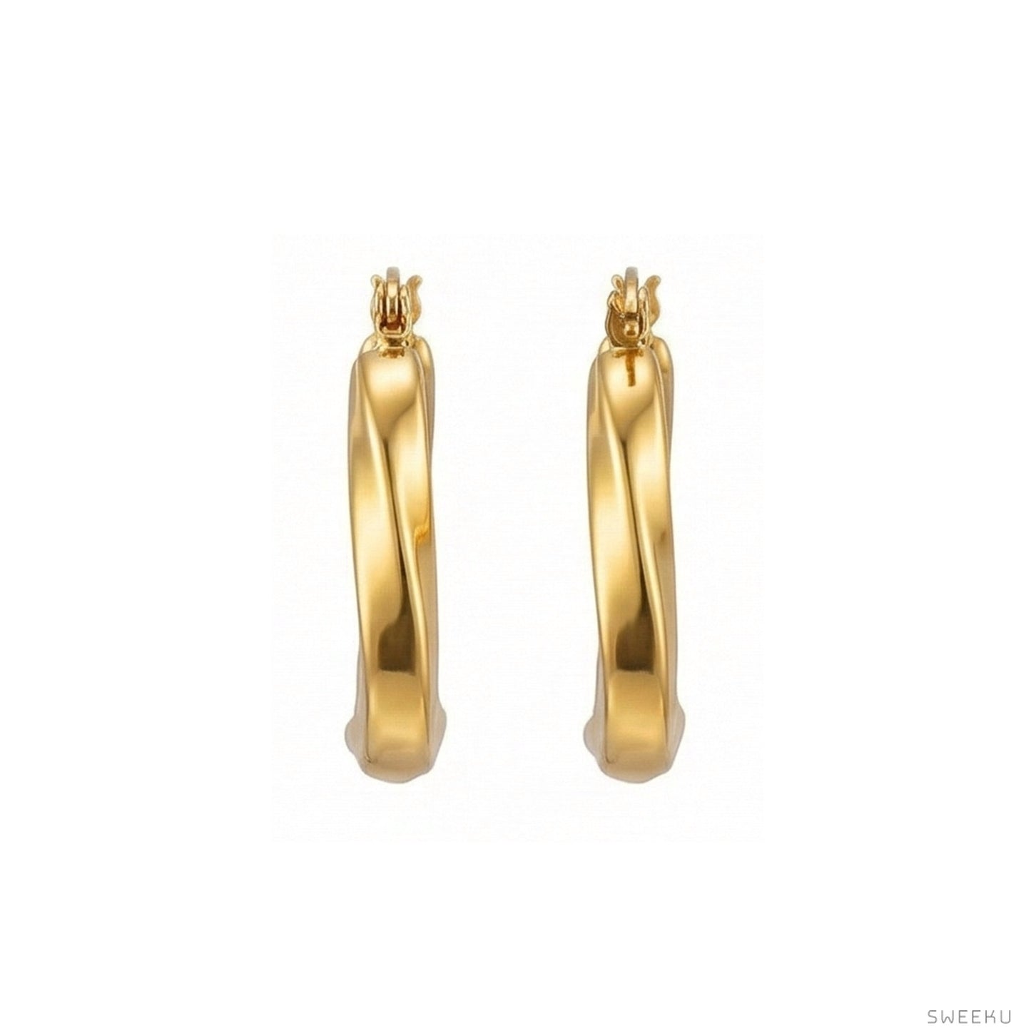 Twisted Geometric Gold Hoops - Modern & Sculptural