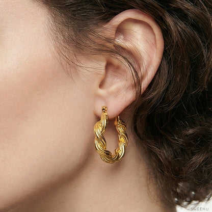 Classic Braided Rope Gold Hoops