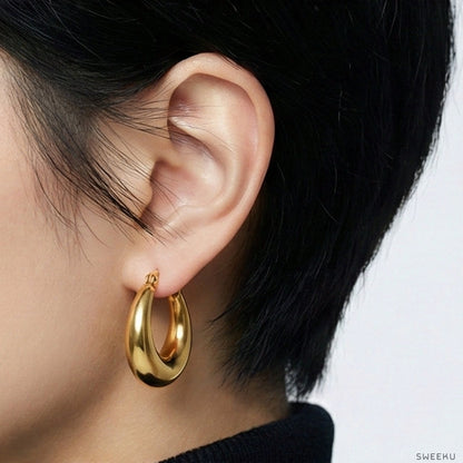 Sculptural Dome Huggie Gold Hoops