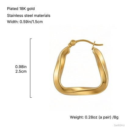 Twisted Geometric Gold Hoops - Modern & Sculptural