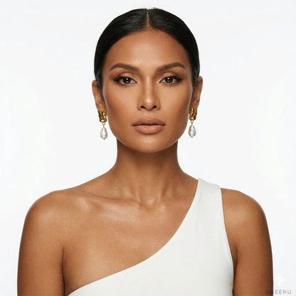 Organic Hammered & Baroque Pearl Drop Earrings