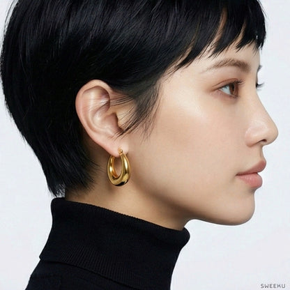 Sculptural Dome Huggie Gold Hoops