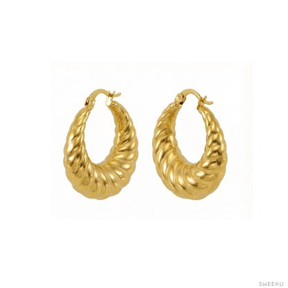Braided Chunky Gold Hoops - Sculptural & Bold