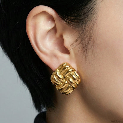 Woven Knot Statement Gold Studs
