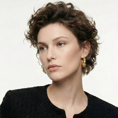 Classic Braided Rope Gold Hoops