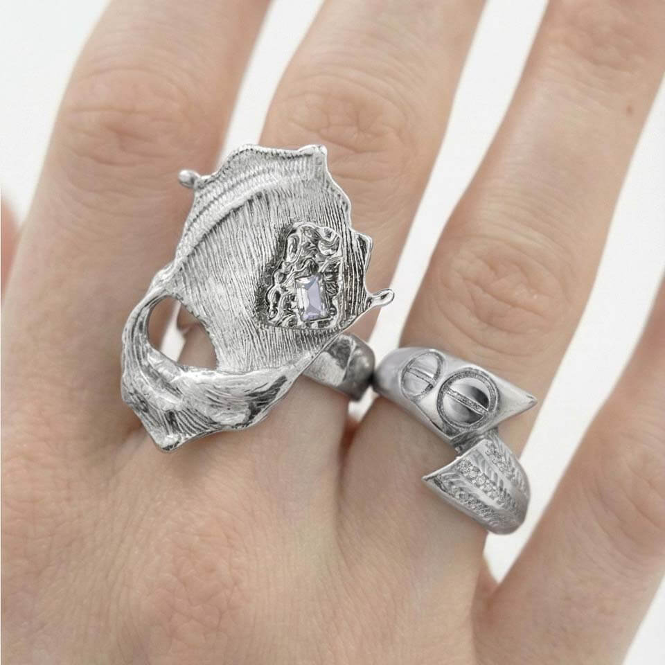 Silver Relic Sculptural Ring