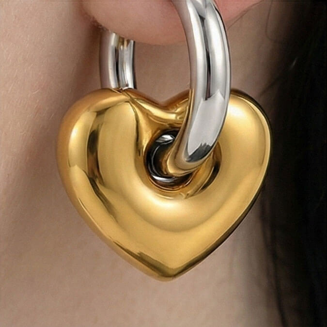 Quiet Heart Two-Tone Hoops