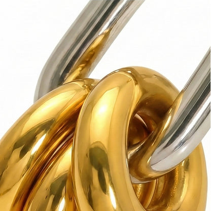 Mixed Metal Cluster Gold Drop Earrings