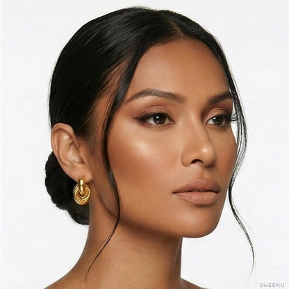 Voluminous Triple Knot Gold Studs