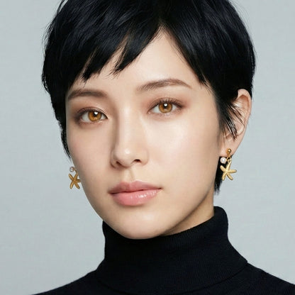 Starfish & Pearl Drop Gold Studs - Coastal Chic