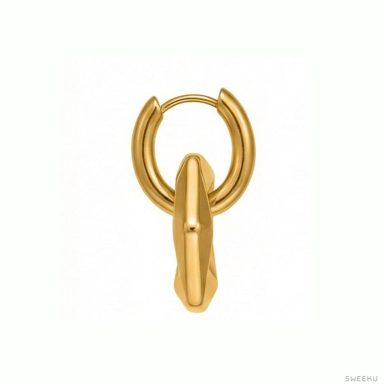 Chunky Hexagon Link Gold Earrings