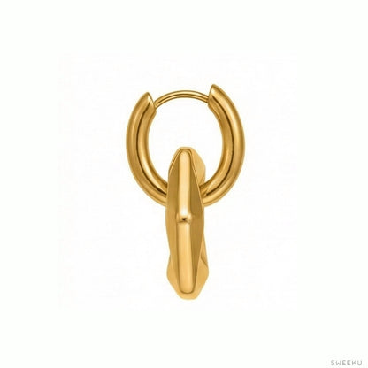 Chunky Hexagon Link Gold Earrings