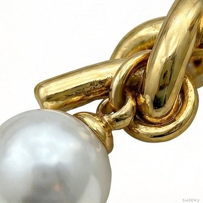 Sculptural Knot Pearl Drop Earrings - SWEEKU