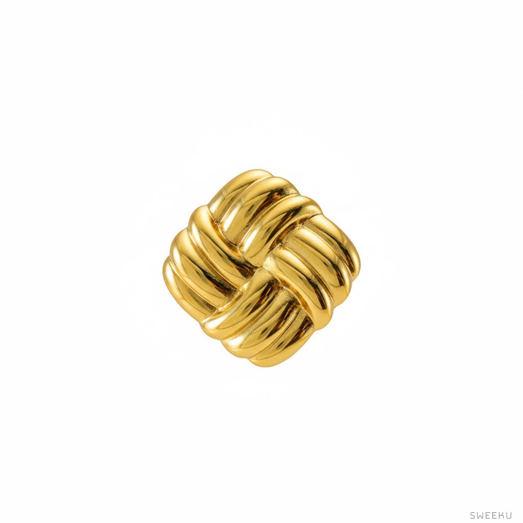 Woven Knot Statement Gold Studs