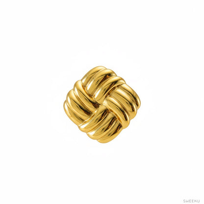 Woven Knot Statement Gold Studs