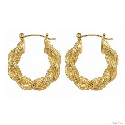 Classic Braided Rope Gold Hoops