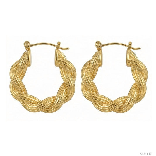 Classic Braided Rope Gold Hoops