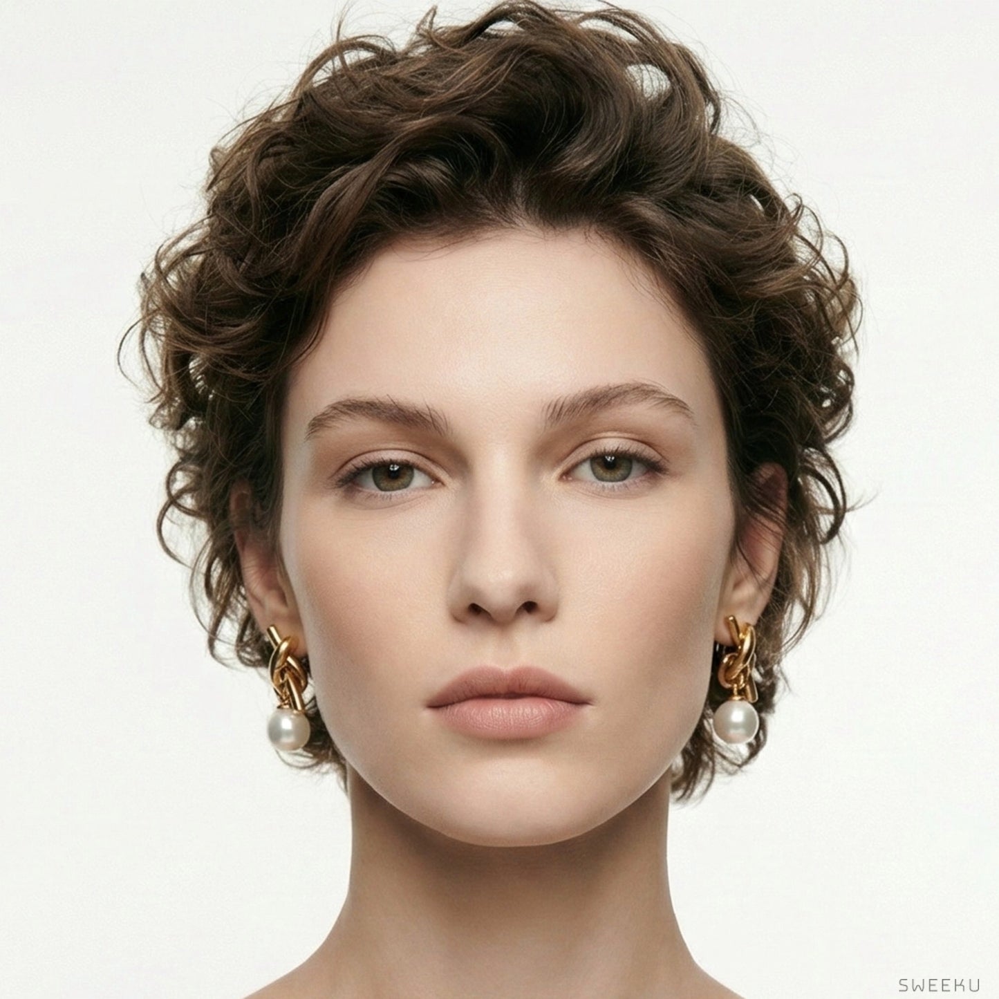 Sculptural Knot Pearl Drop Earrings - SWEEKU