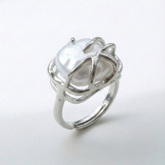 Baroque Pearl Cage Ring