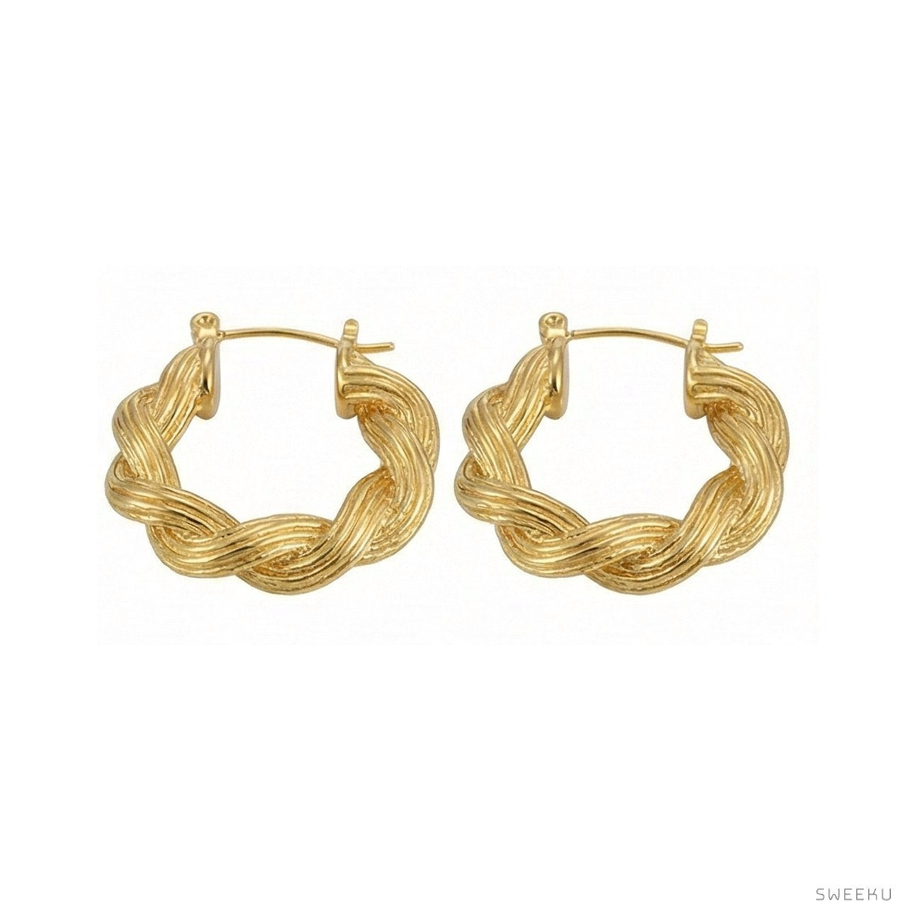 Classic Braided Rope Gold Hoops