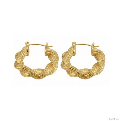 Classic Braided Rope Gold Hoops