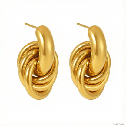 Voluminous Triple Knot Gold Studs