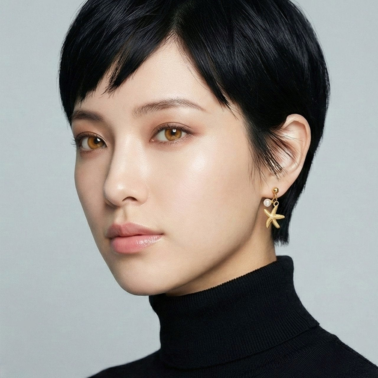 Starfish & Pearl Drop Gold Studs - Coastal Chic