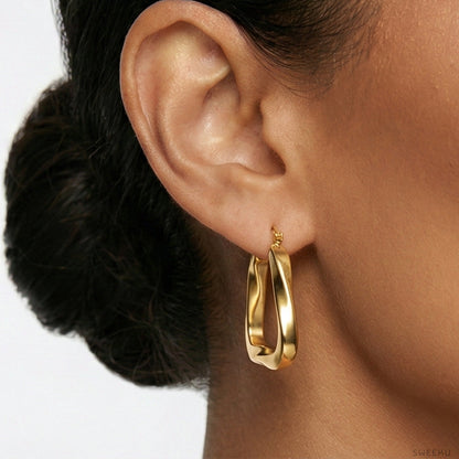 Twisted Geometric Gold Hoops - Modern & Sculptural