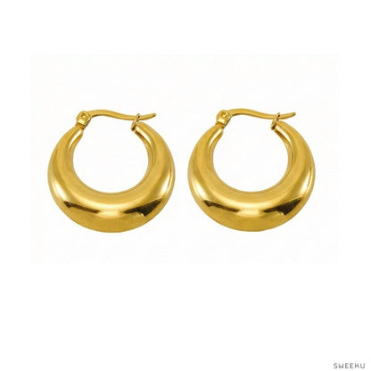 Sculptural Dome Huggie Gold Hoops