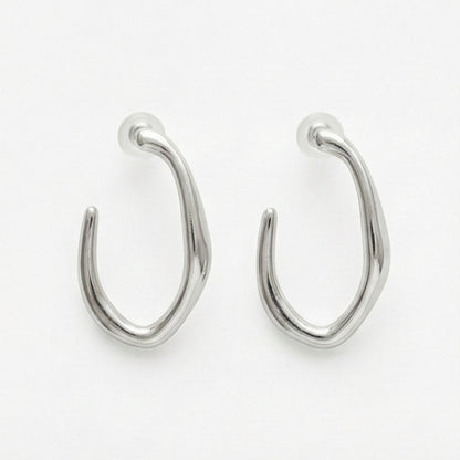 Fluid Organic Silver C-Hoops - Sculptural & Minimalist