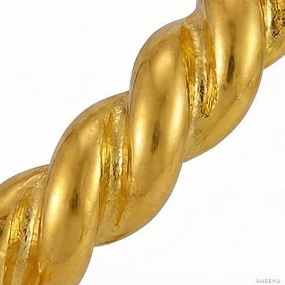 Twisted Rope Gold Pearl Drop Hoops