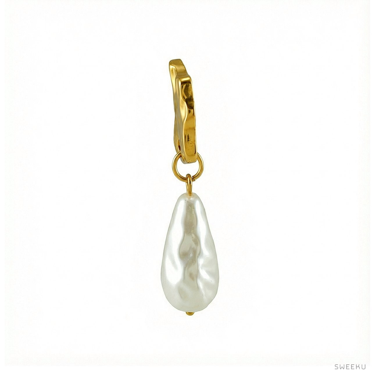 Organic Hammered & Baroque Pearl Drop Earrings