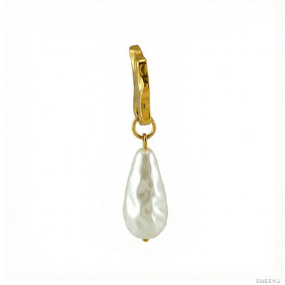 Organic Hammered & Baroque Pearl Drop Earrings